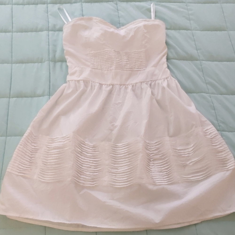 Urban outfitters white strapless mini dress, size M (purple dye stain on back)